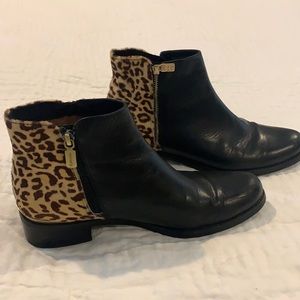 Blondo leather and leopard booties, size 9